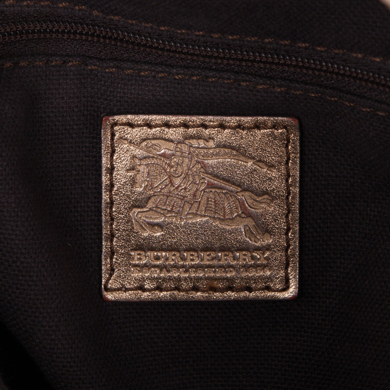 Burberry Haymarket Check Thornley Satchel Gold 6 of 12