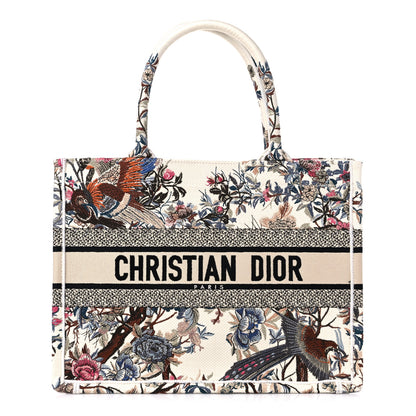 Christian Dior Canvas Embroidered Medium Jardin D'Hiver Book Tote Latte Multicolor 1 of 9