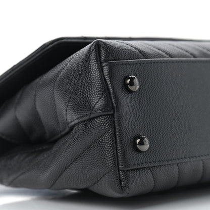 Chanel Caviar Chevron Quilted Mini Coco Handle Flap So Black 8 of 9