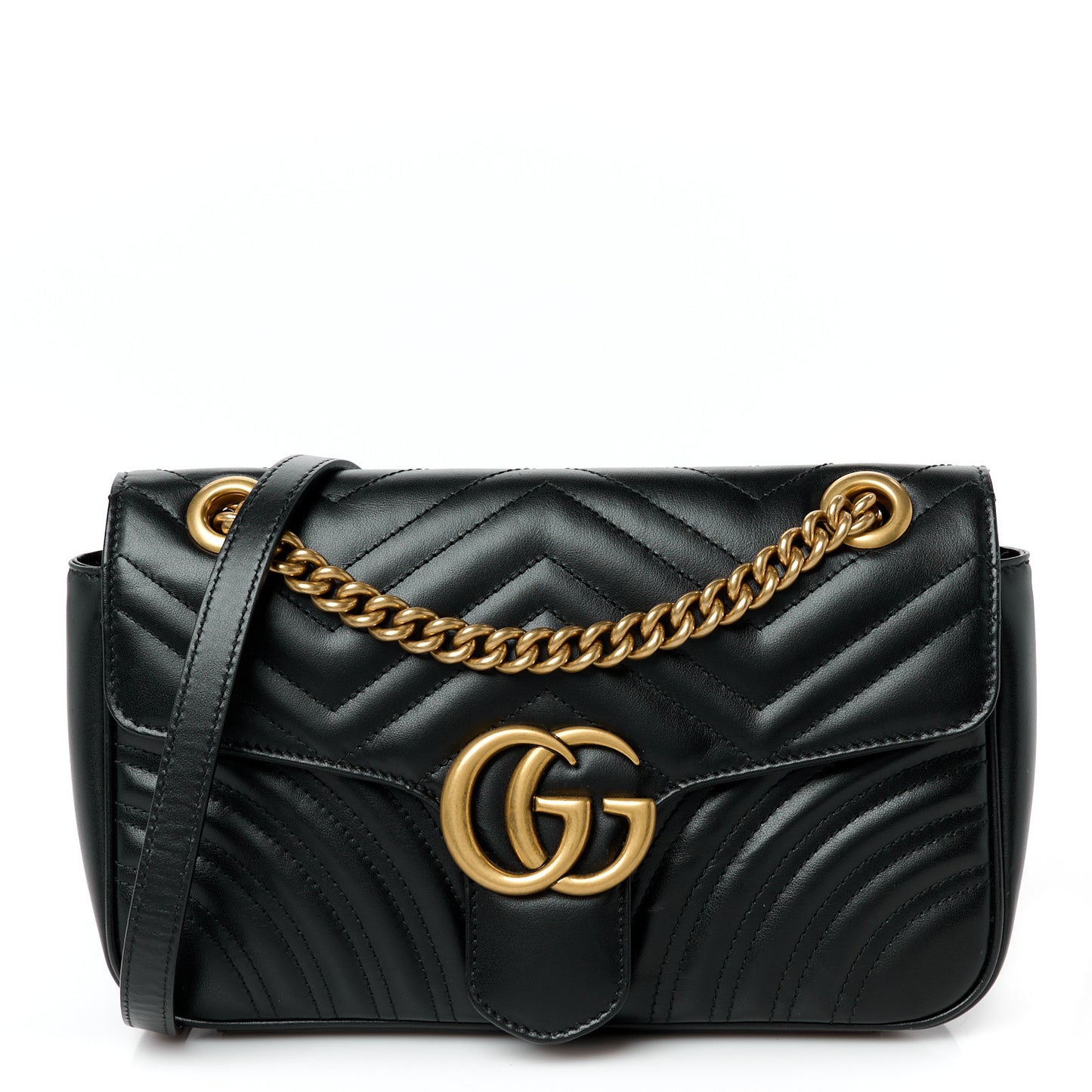 Calfskin Matelasse Small GG Marmont Shoulder Bag Black