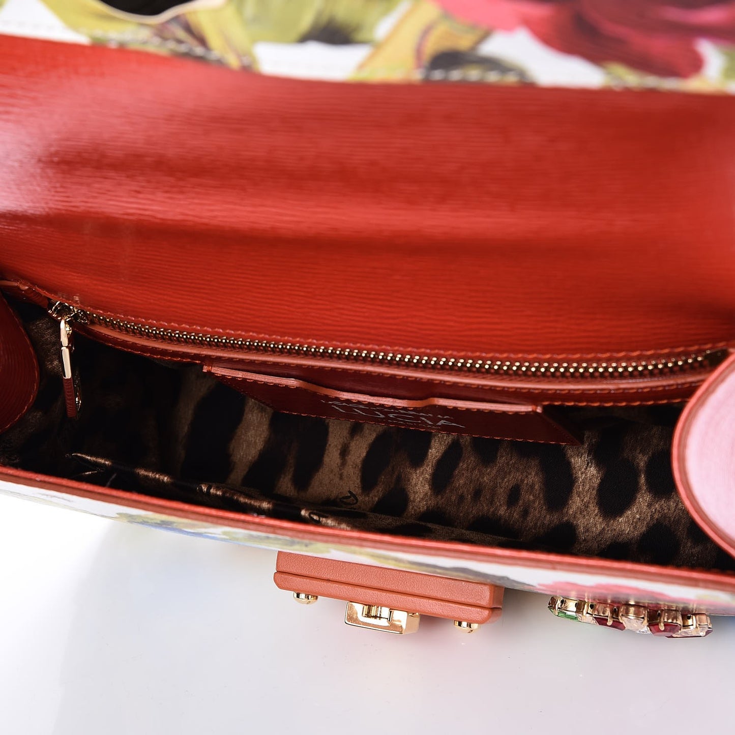 Calfskin Lucia Printed Top Handle Bag