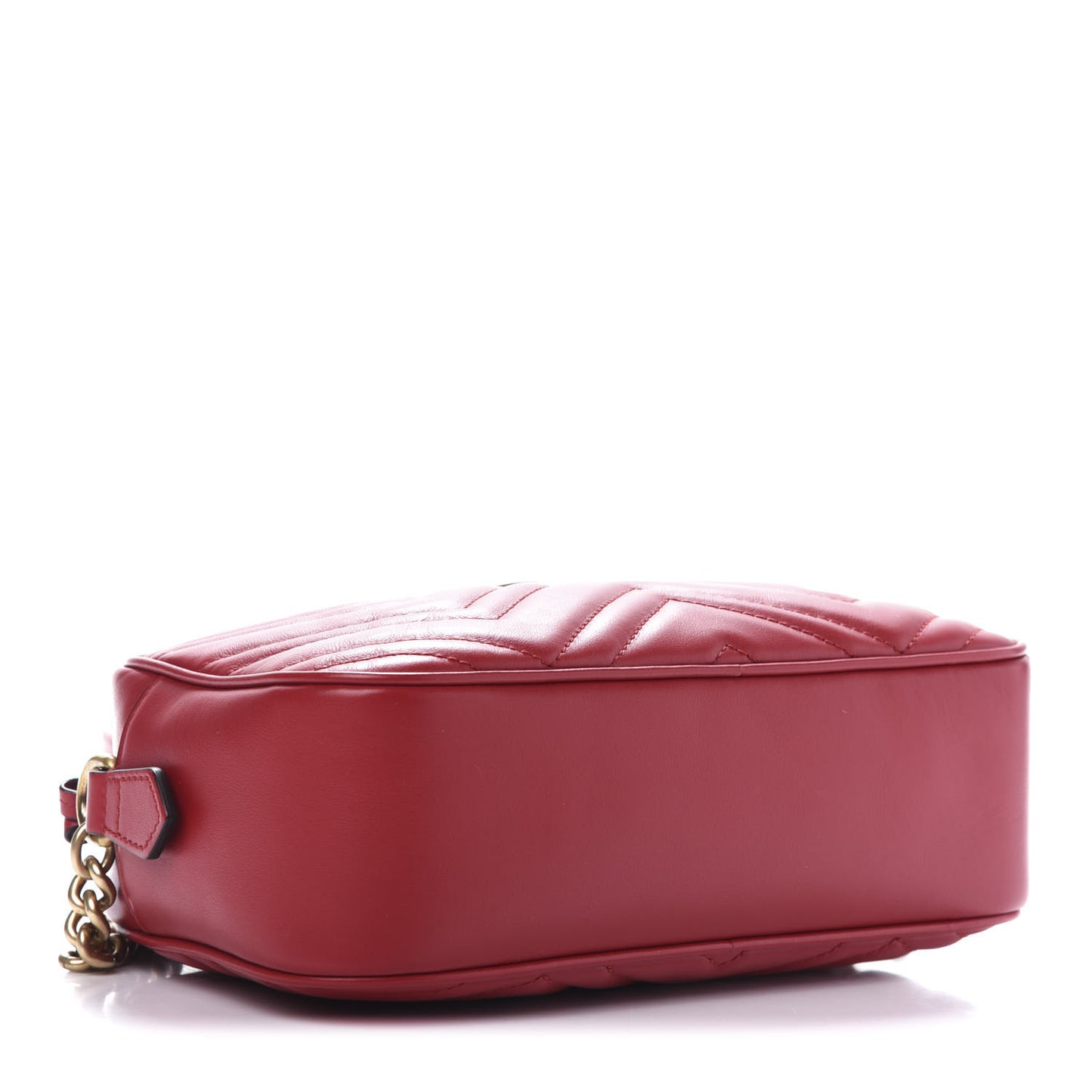 Calfskin Matelasse Small GG Marmont Chain Shoulder Bag Hibiscus Red