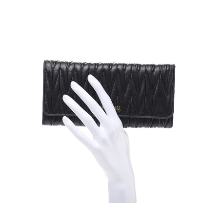 Miu Miu Nappa Matelasse Flap Wallet Black 3 of 13