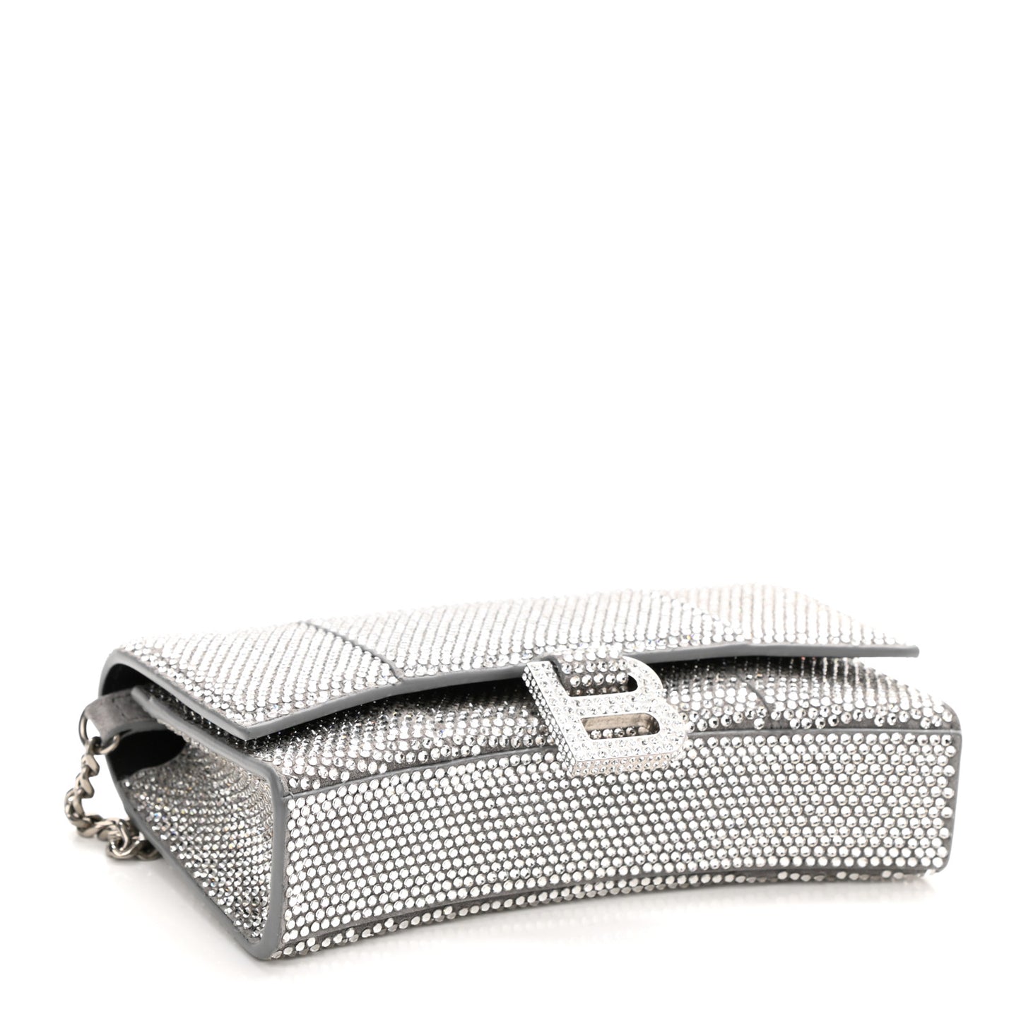 Strass Suede Hourglass Chain Bag Smoke Grey Crystal