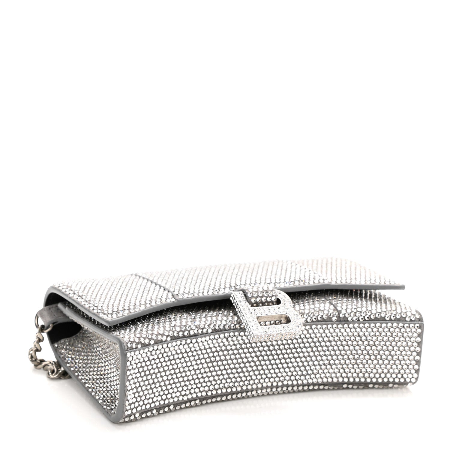 Balenciaga Strass Suede Hourglass Chain Bag Smoke Grey Crystal 4 of 9
