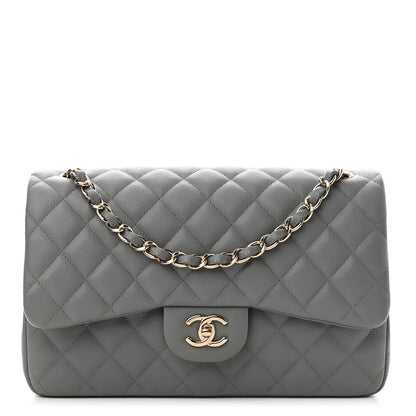Chanel Caviar Quilted Jumbo Double Flap Grey 1 of 11