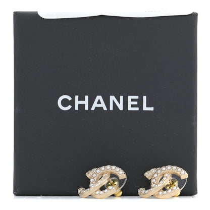 Chanel Enamel Crystal CC Earrings Gold Pink 11 of 15