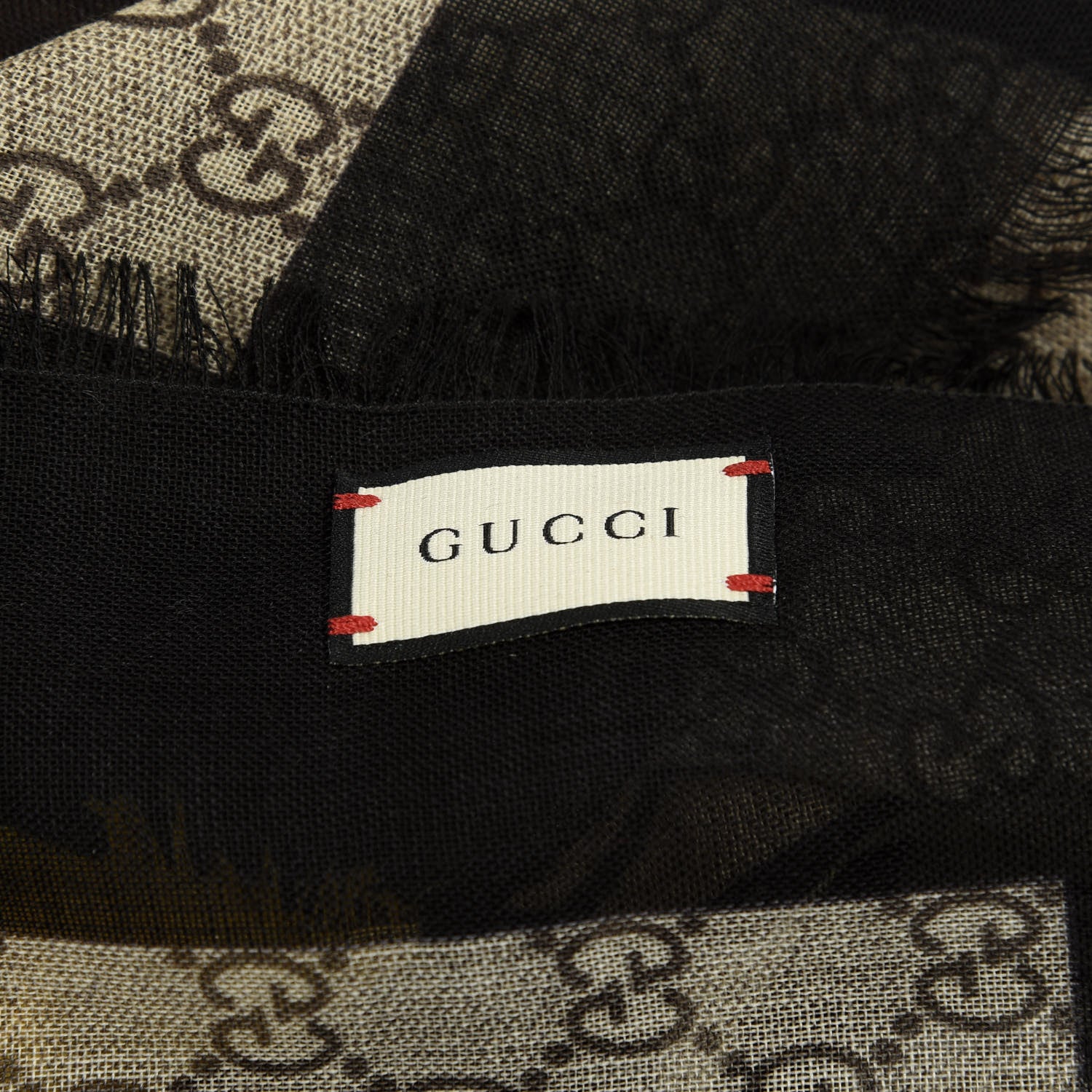 Gucci Wool GG Supreme Monogram Web Bee Scarf Beige 2 of 3