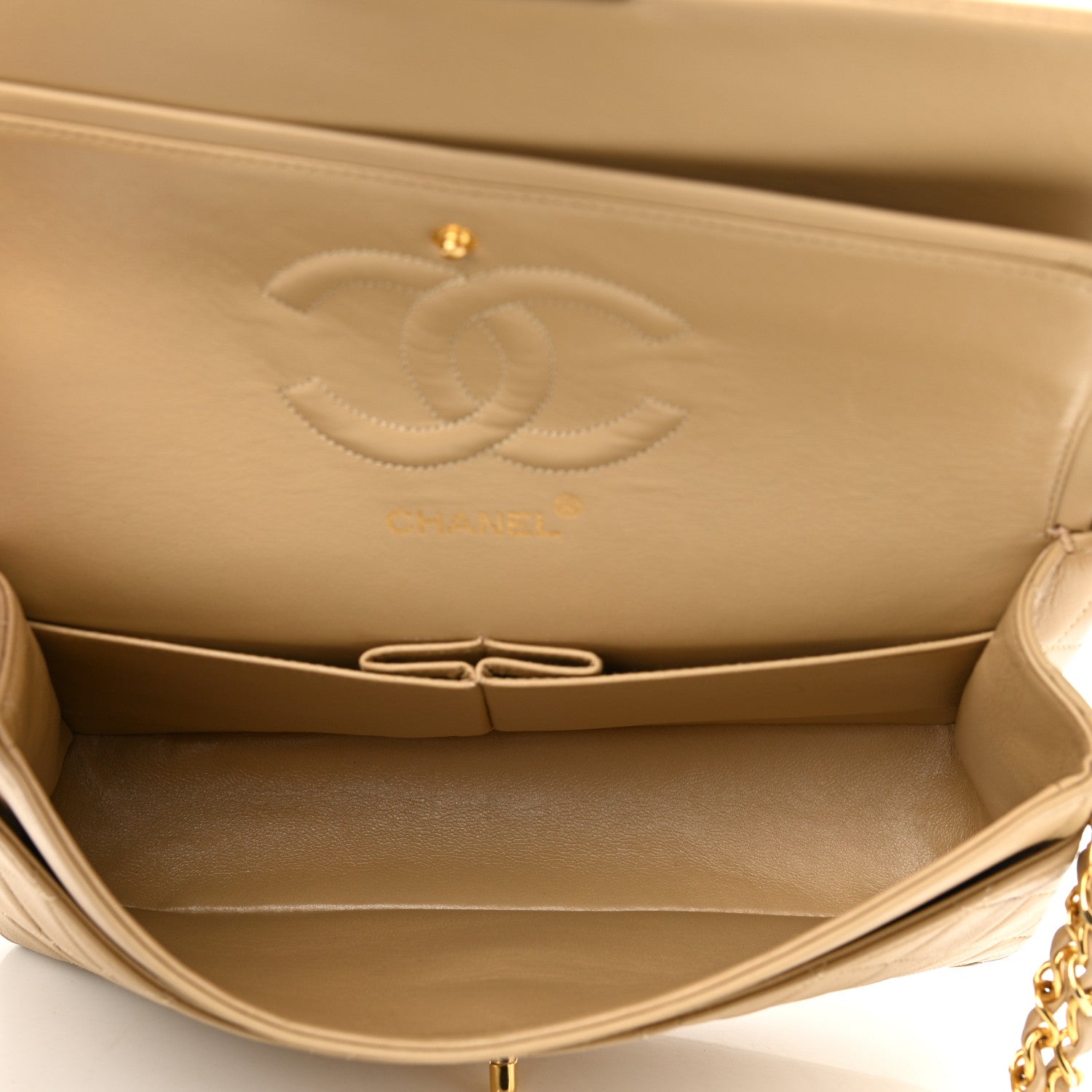 Chanel Lambskin Quilted Medium Double Flap Beige 5 of 10