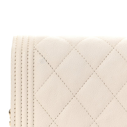 Chanel Caviar Quilted Boy Wallet On Chain WOC White 14 of 14