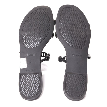Hermes Rubber Chaine d'Ancre Rivage Sandals 37 Black 5 of 8