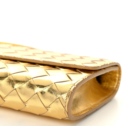 Bottega Veneta Metallic Lambskin Intrecciato Long Andiamo Top Handle Clutch Gold 10 of 10