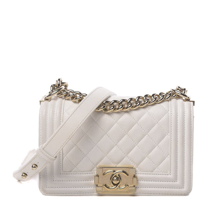 Chanel Calfskin Quilted Small Boy Flap White 1 of 16