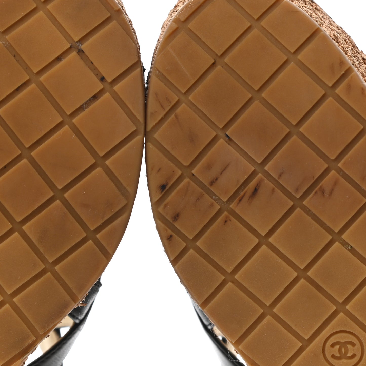 Lambskin Cork Pearl CC Platform Sandals 40 Black