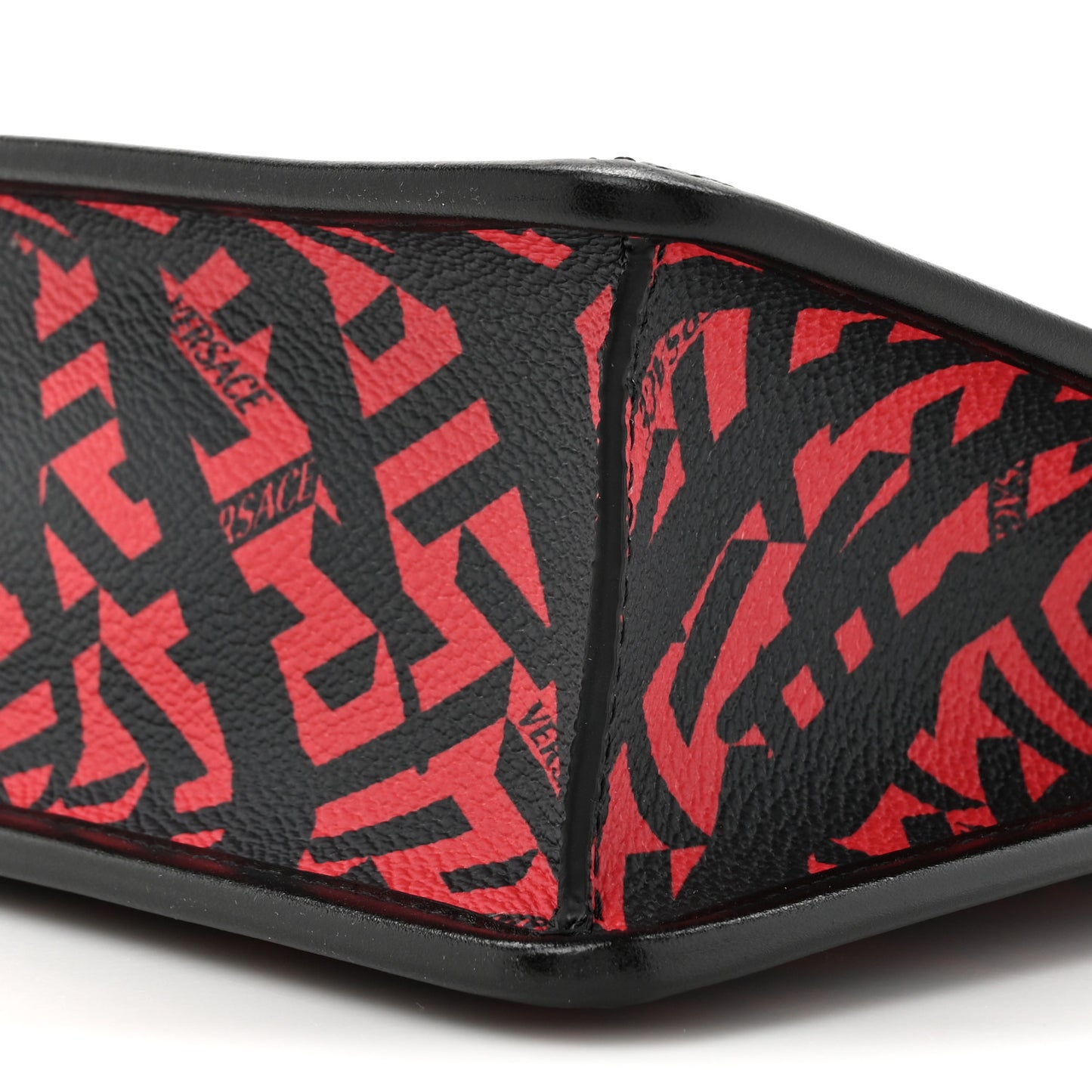 Coated Canvas Large La Greca Signature Pouch Red Black