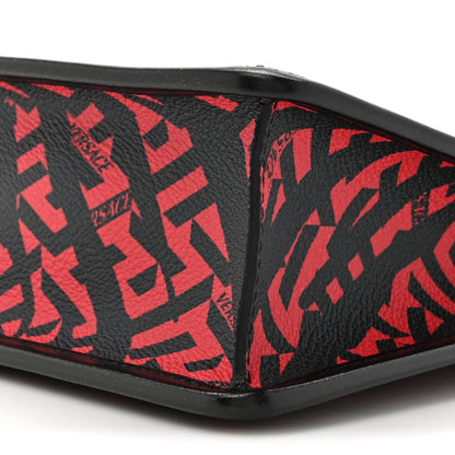 Versace Coated Canvas Large La Greca Signature Pouch Red Black 9 of 10