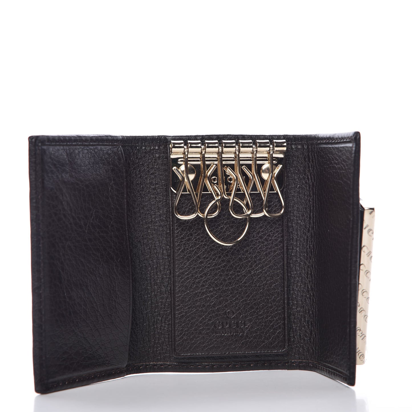 Guccissima Signature Ladies Web 6 Key Holder Case Chocolate