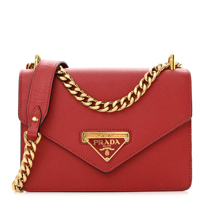 Prada Saffiano Bandoliera Flip Lock Chain Crossbody Bag Fuoco 1 of 14