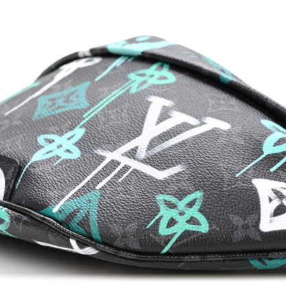 Louis Vuitton Monogram Eclipse LV Graffiti Discovery Bumbag Green Lights 9 of 9