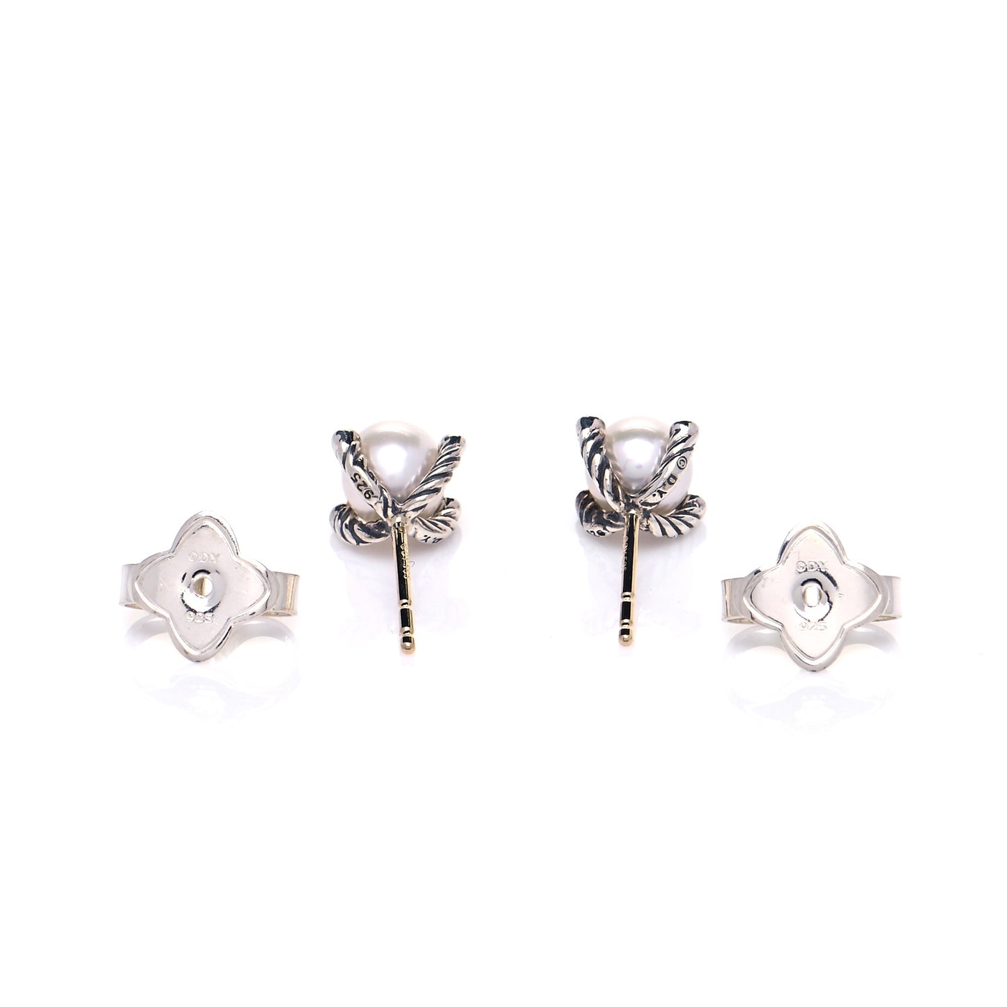 Sterling Silver Diamond Pearl 7mm Earrings