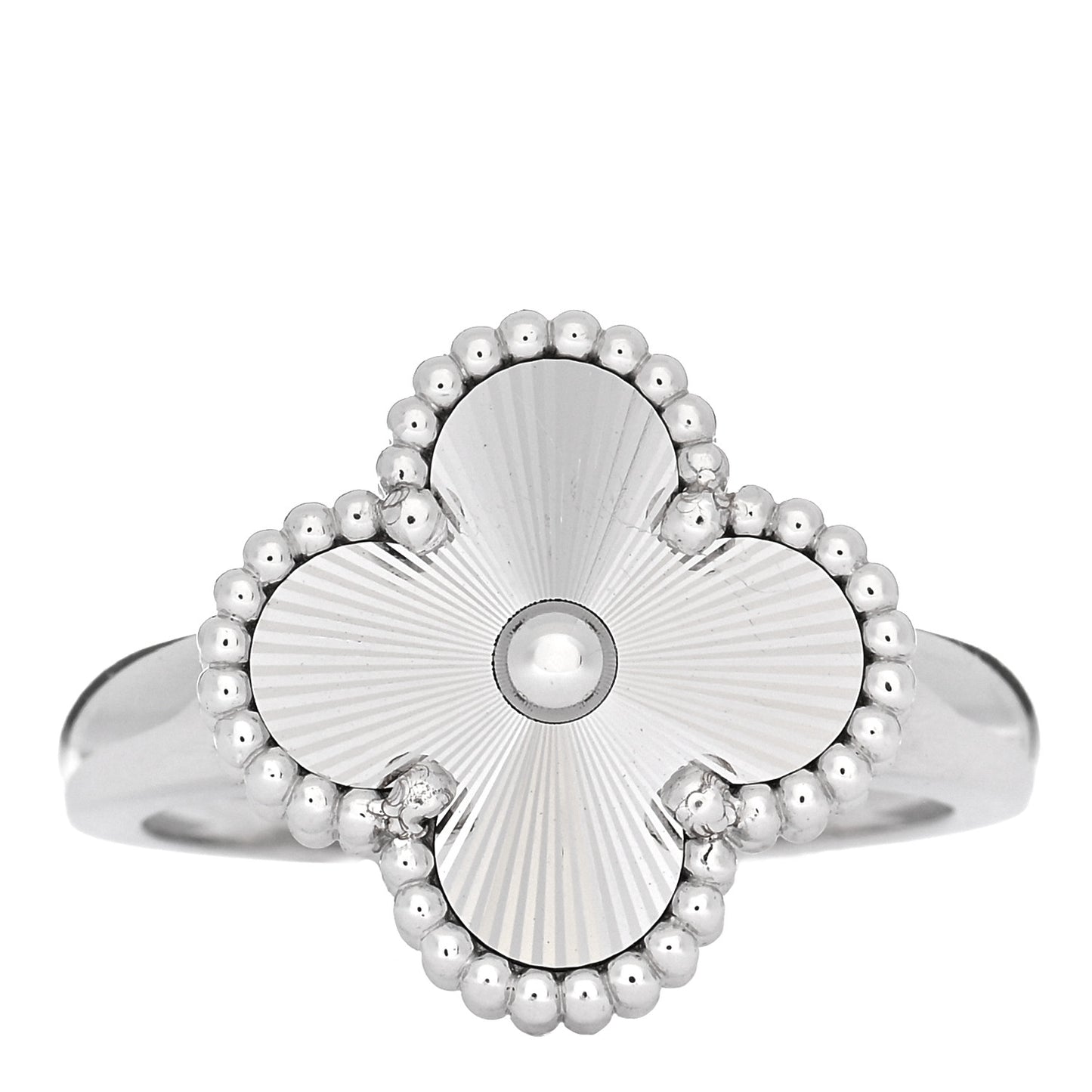 18K White Gold Guilloche Vintage Alhambra Ring 54 6.75