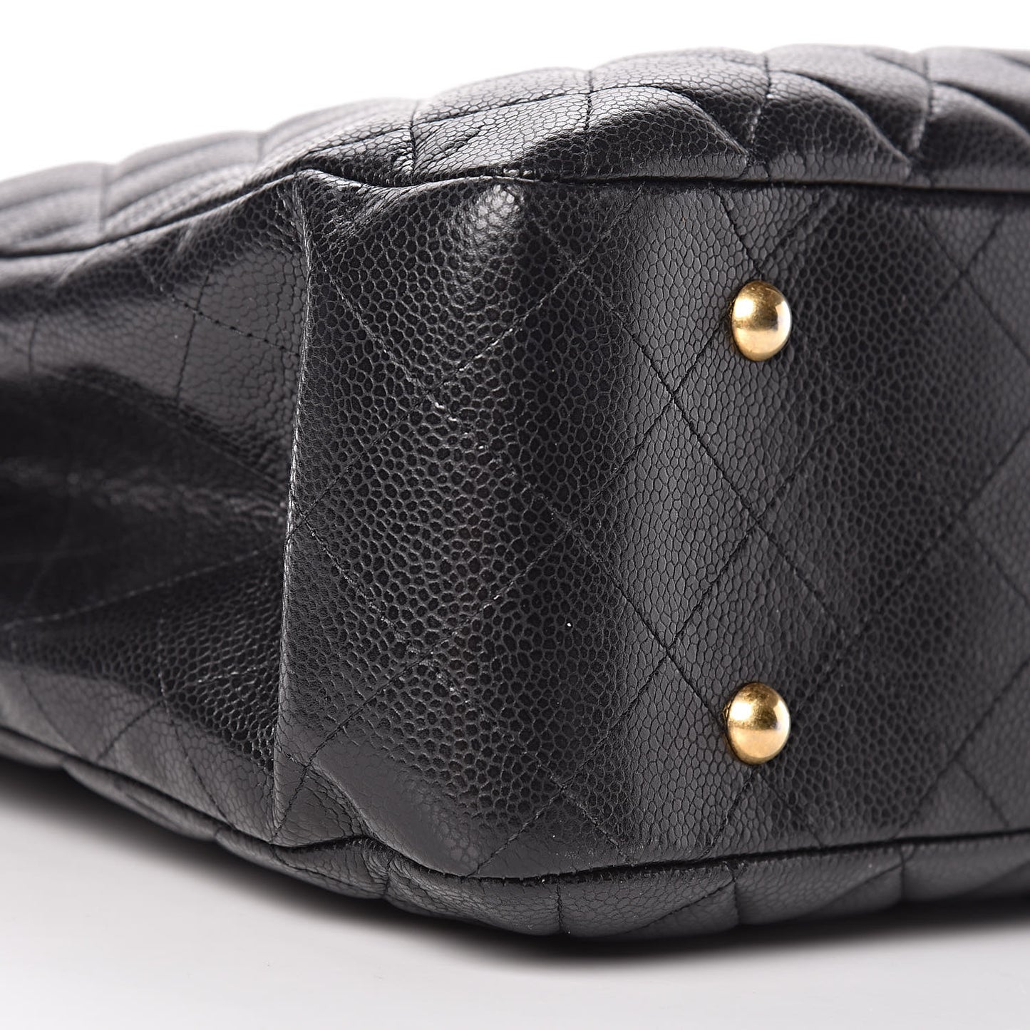 Caviar Quilted Large Classic Shopping Tote Black