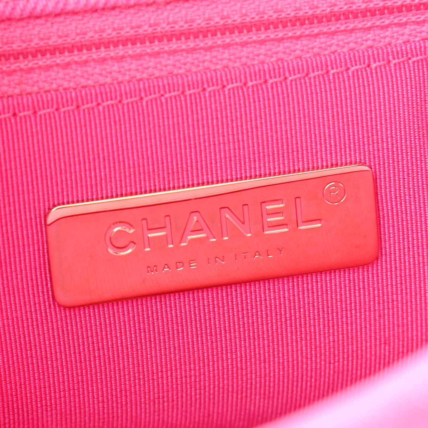 Denim Quilted Large Chanel 19 Flap Neon Pink