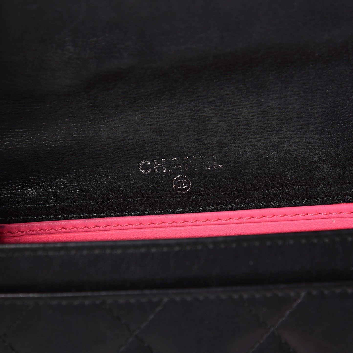 Calfskin Quilted Cambon Flap Wallet Black