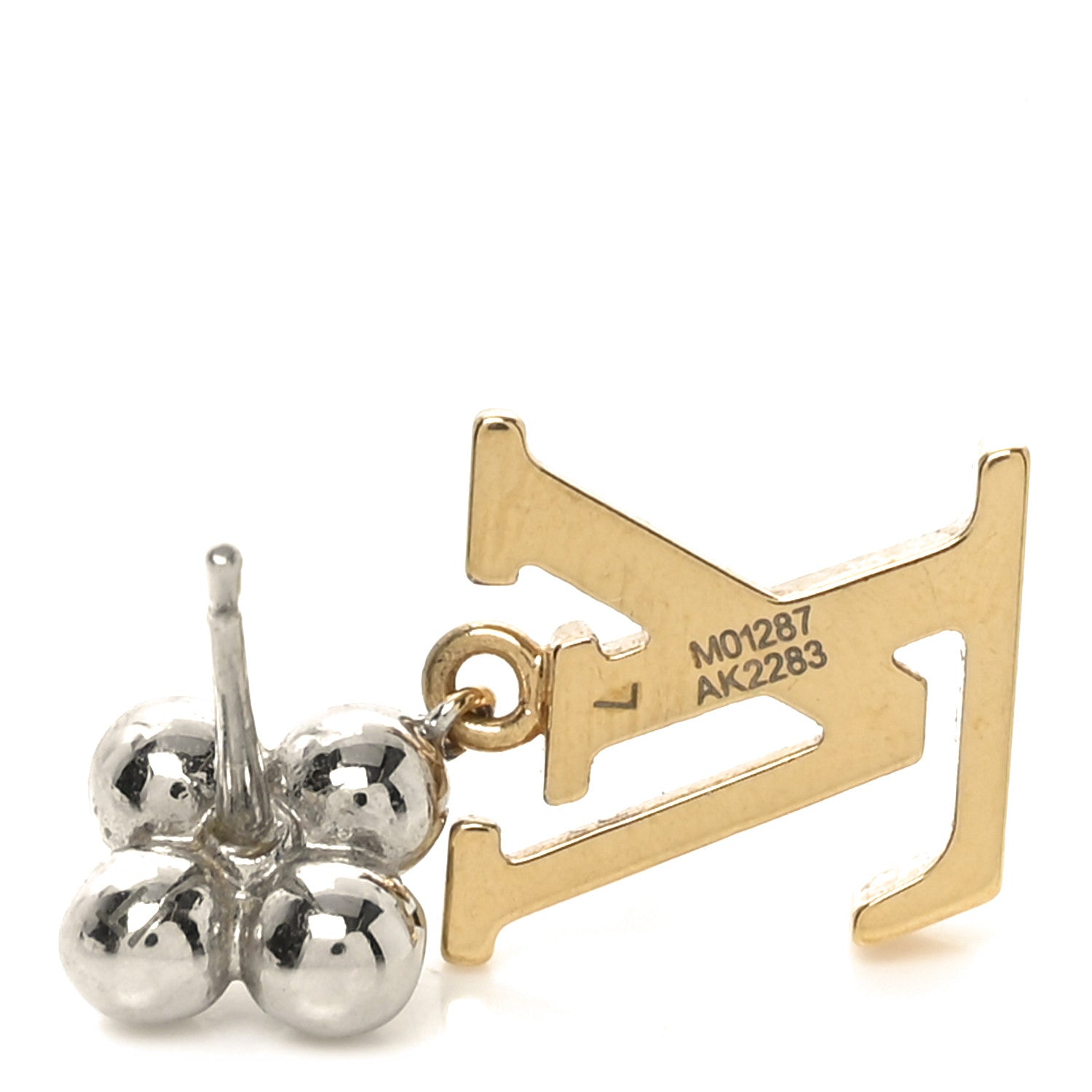 Louis Vuitton Metal Crystal LV Iconic Flower Earrings Gold Silver 4 of 5