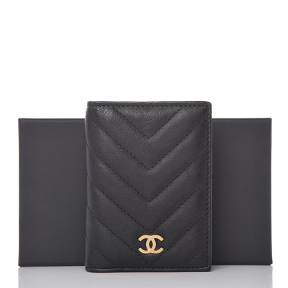 Chanel Sheepskin Chevron Card Holder Wallet Black 7 of 7