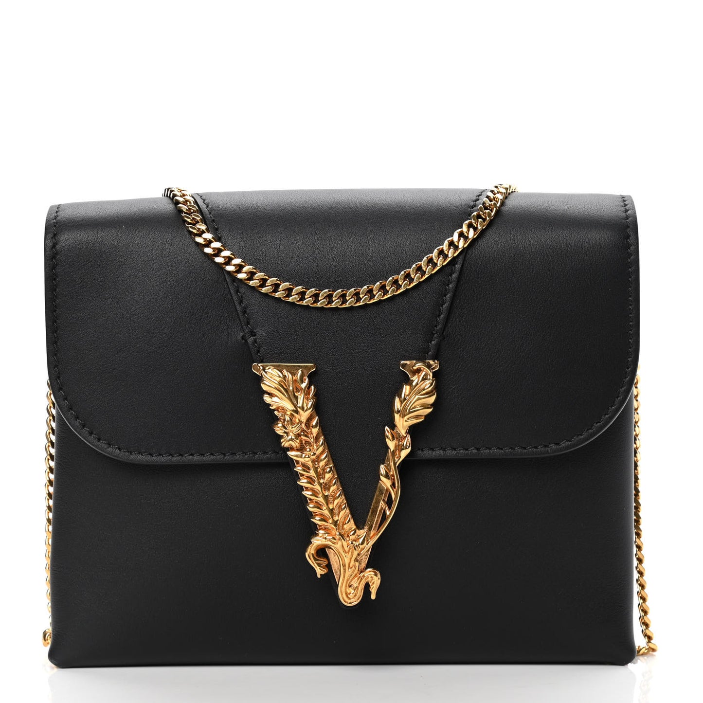 Vitello Virtus Chain Clutch Black