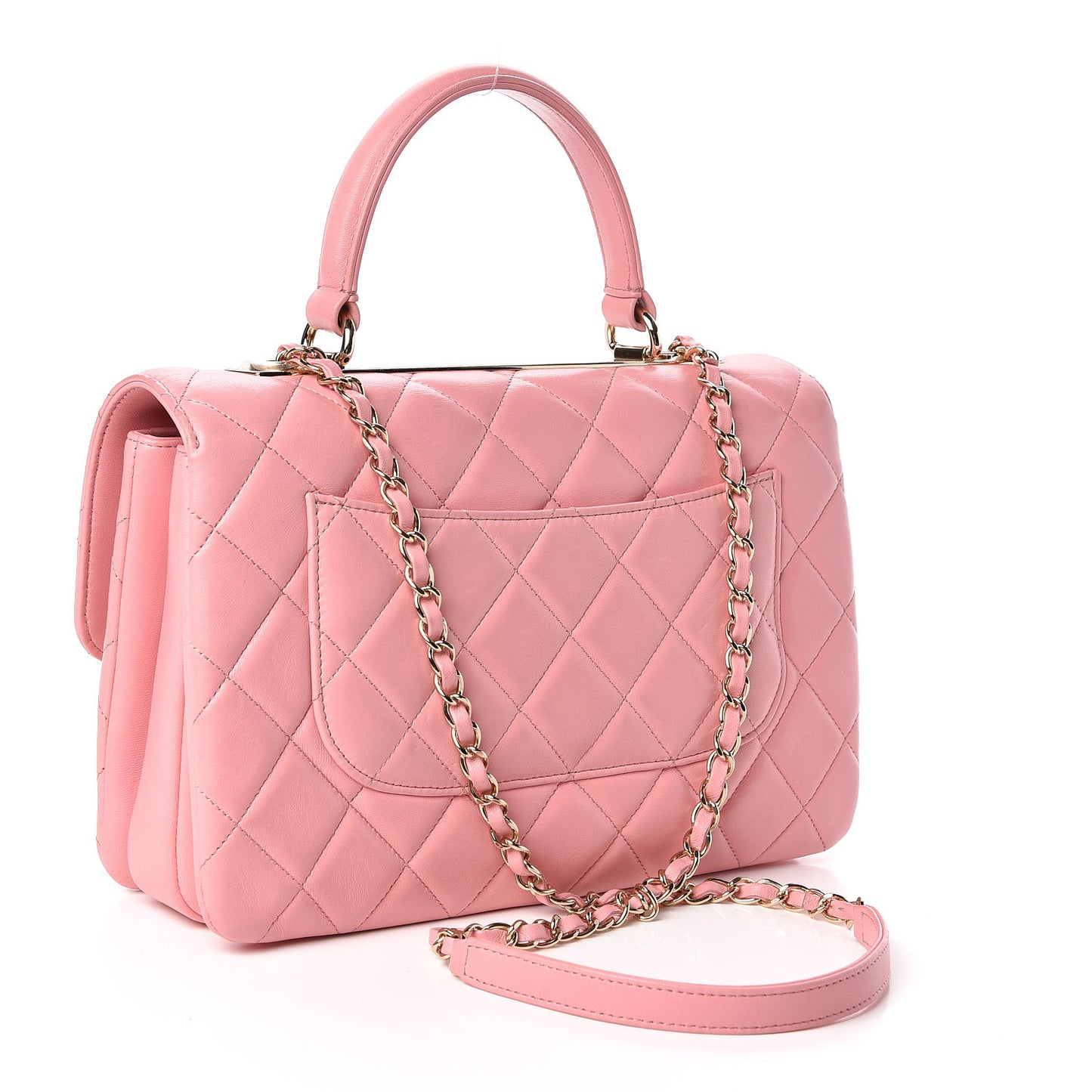 Lambskin Quilted Medium Trendy CC Flap Dual Handle Bag Pink