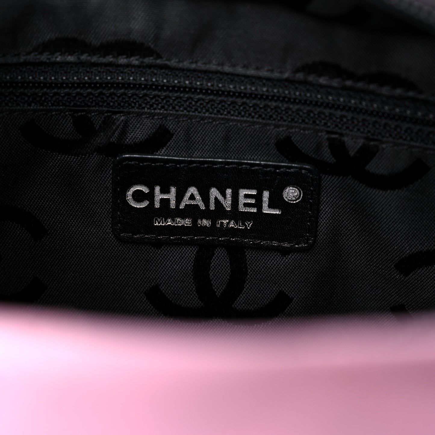 Calfskin Quilted Medium Cambon Tote Pink Black