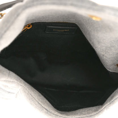 Saint Laurent Jersey Quilted Small Loulou Puffer Monogram Chain Satchel Grey Cloud 5 of 11