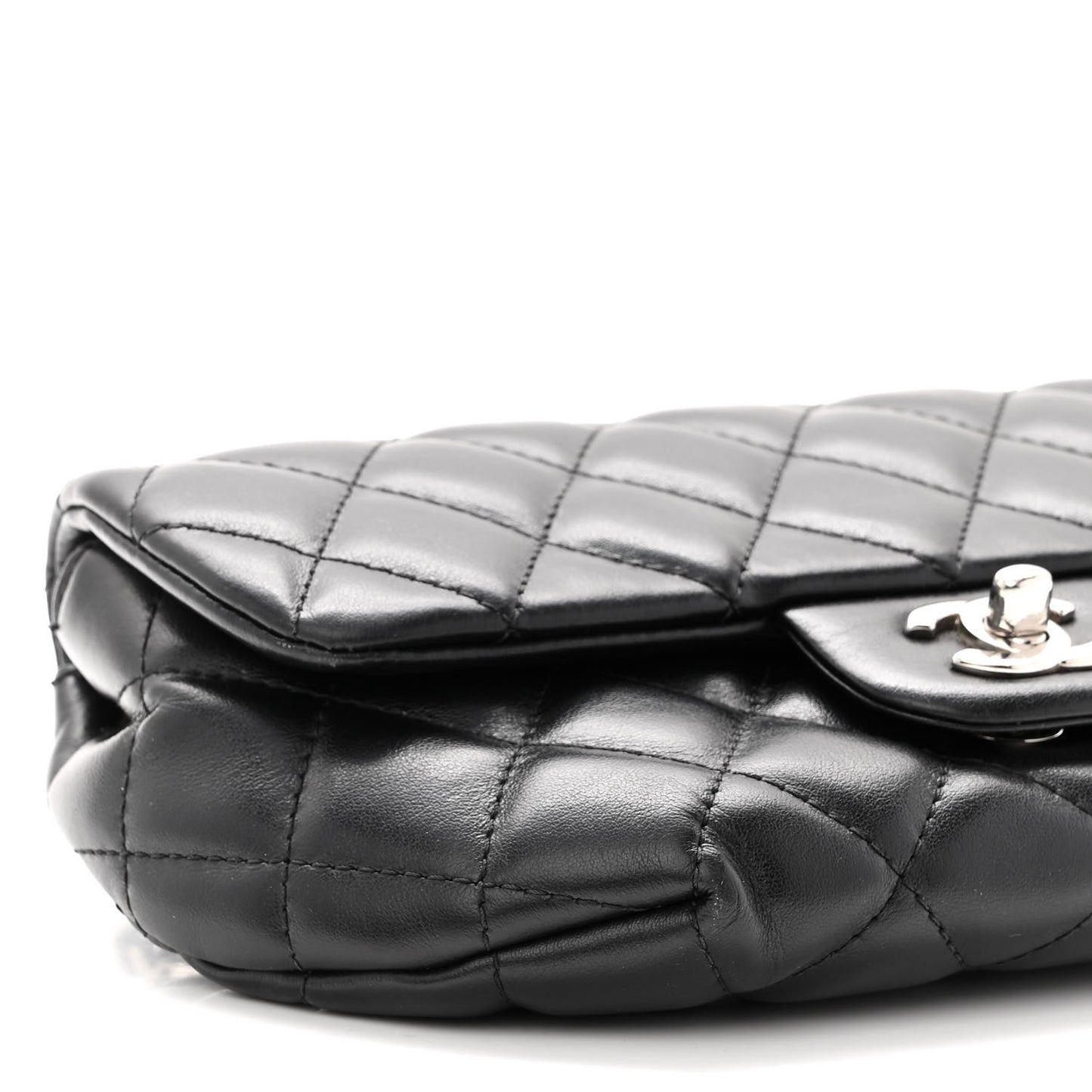 Calfskin Quilted CC Uniform Flap Belt Bag Black