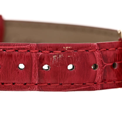 Cartier 18K Yellow Gold Alligator 19mm Tank Americaine Quartz Watch Red 5 of 6