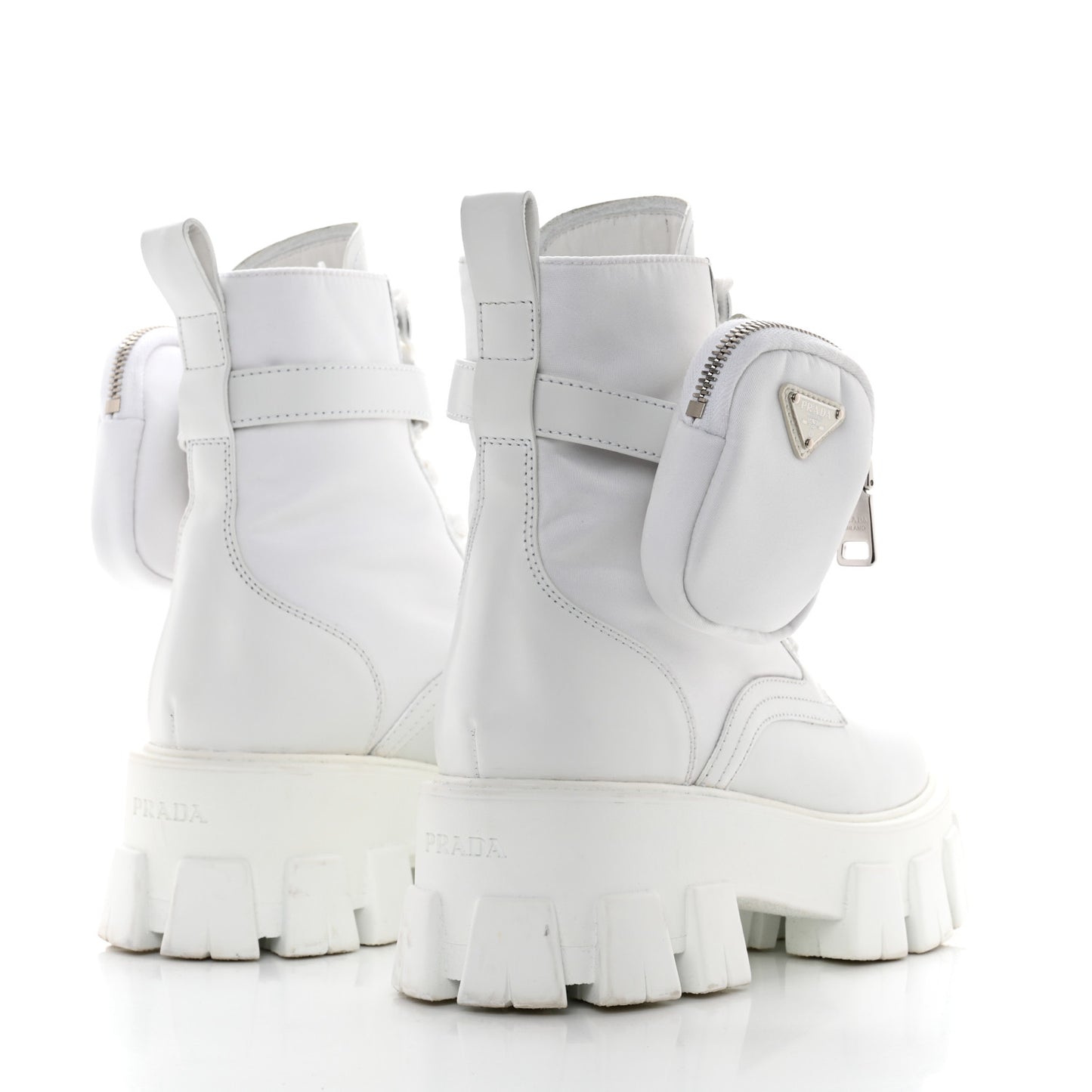 Spazzolato Rois Re-Nylon Metal Triangle Logo Monolith Pouch Pocket 55mm Boots 37 White