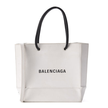 Balenciaga Squared Calfskin Logo Shopping Tote XXS White 1 of 12