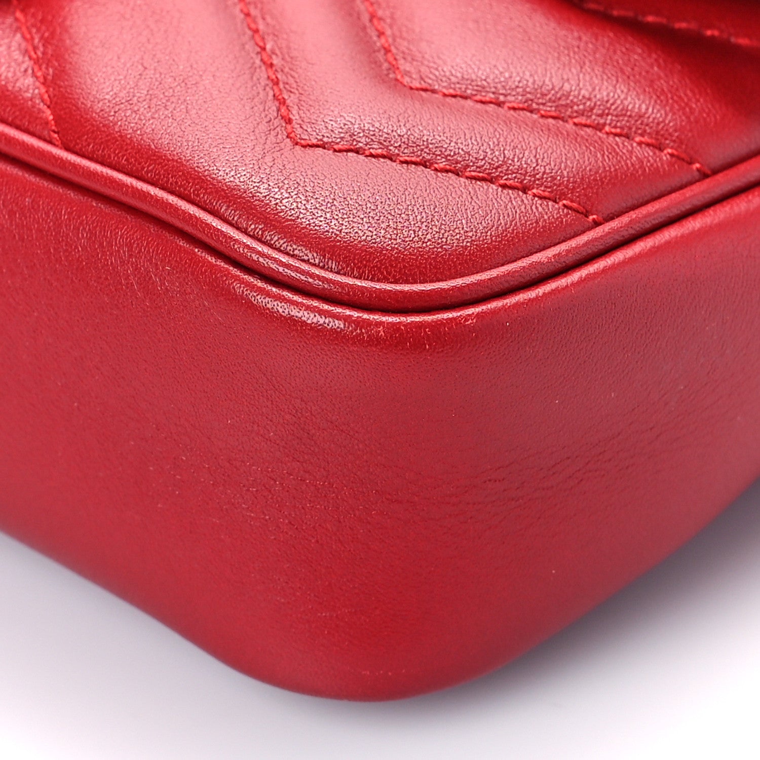 Gucci Calfskin Matelasse Super Mini GG Marmont Shoulder Bag Hibiscus Red 9 of 9