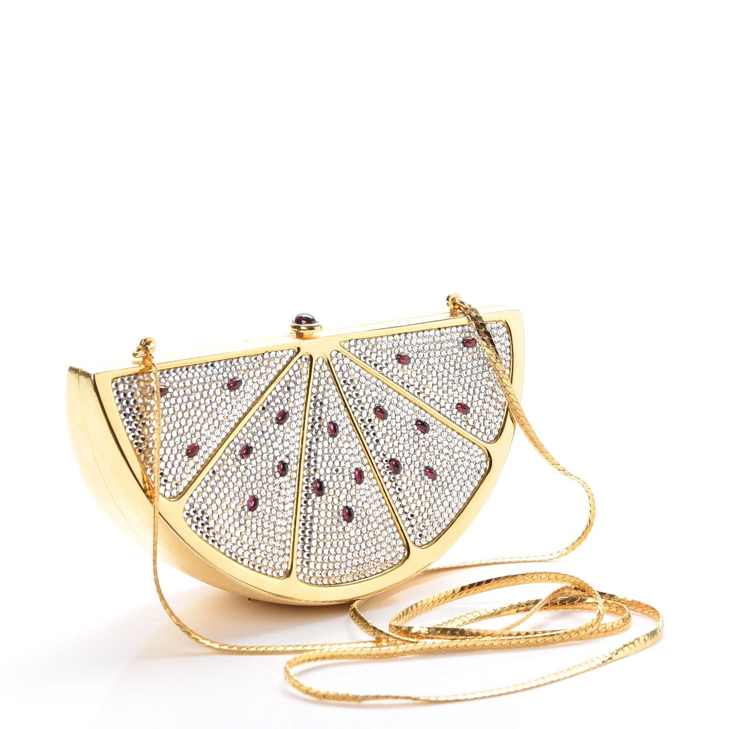 Judith Leiber Crystal Watermelon Slice Minaudiere Clutch Gold 5 of 8