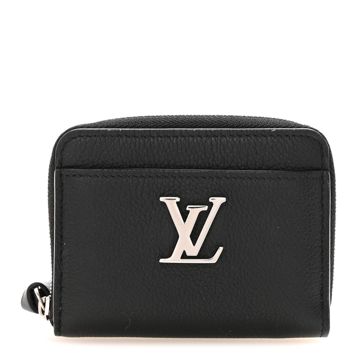 Calfskin Lockme Zippy Coin Purse Black