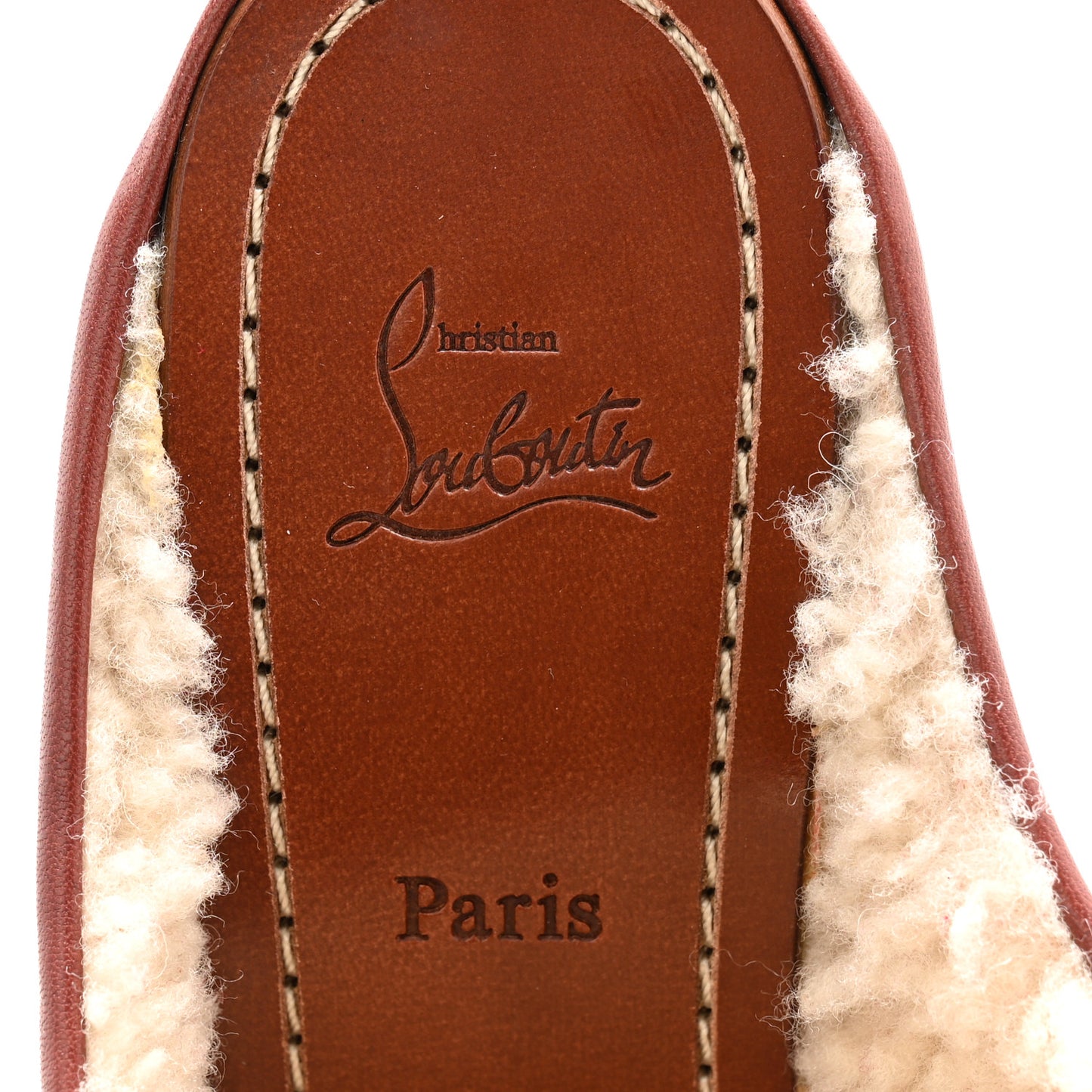 Calfskin Shearling Joan 130 Platform Mules 36.5 Burgundy