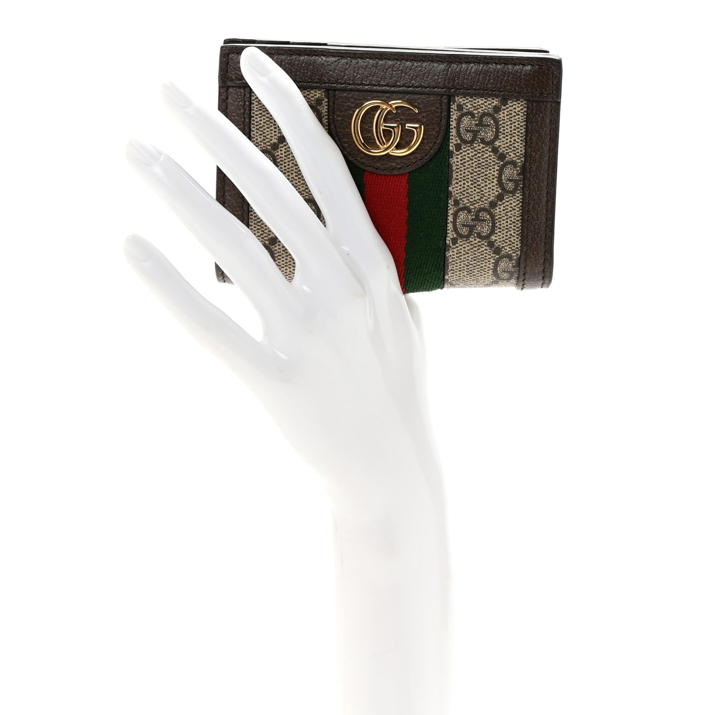 GG Supreme Monogram Web Ophidia Card Case Beige New Acero