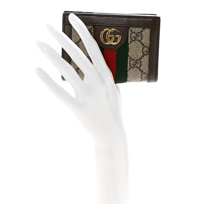 Gucci GG Supreme Monogram Web Ophidia Card Case Beige New Acero 2 of 8