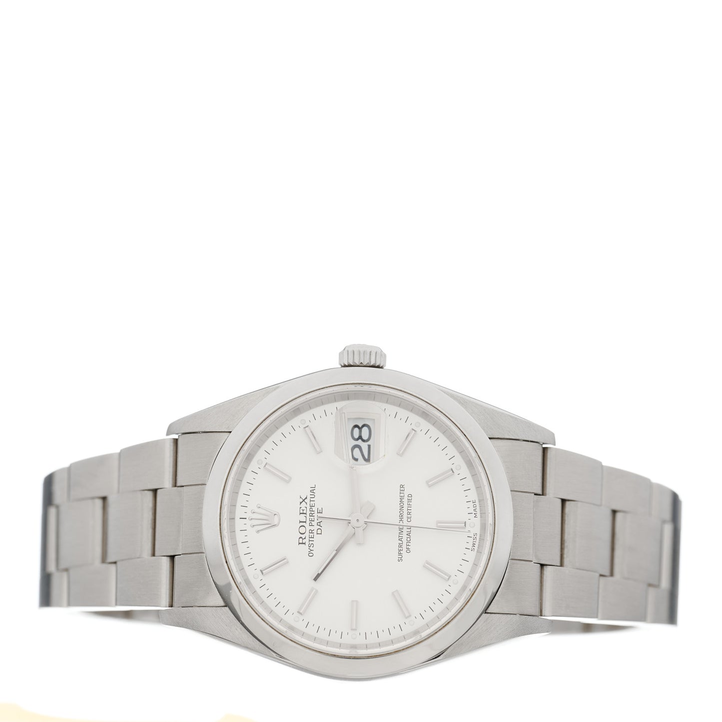 Stainless Steel 34mm Oyster Perpertual Date Watch Silver 15200