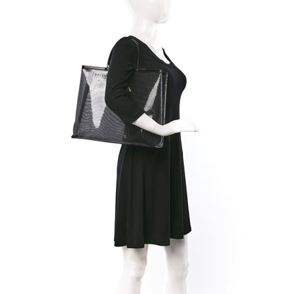 Prada Mesh Sequin Spazzolato Logo Tote Black 2 of 9