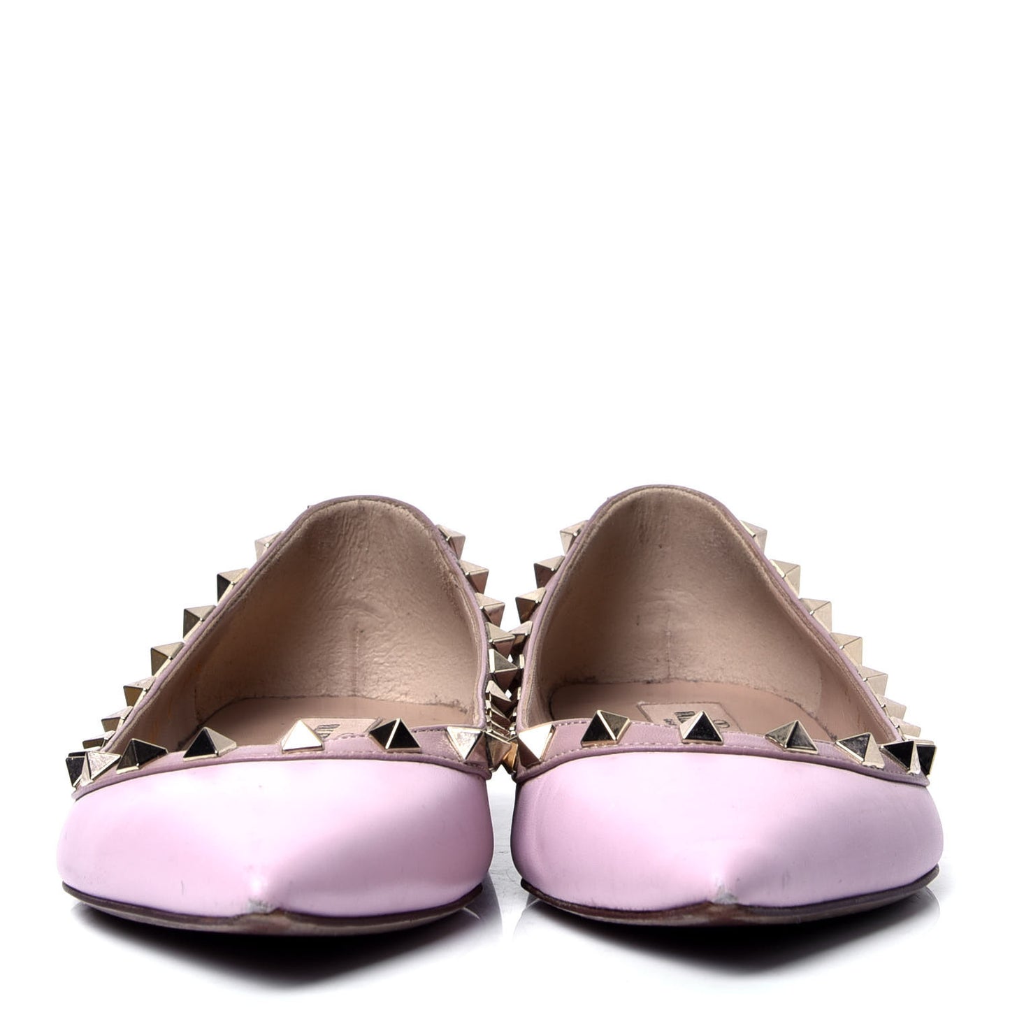 Calfskin Nappa Rockstud Ballerina Flats 36.5 Water Rose Poudre