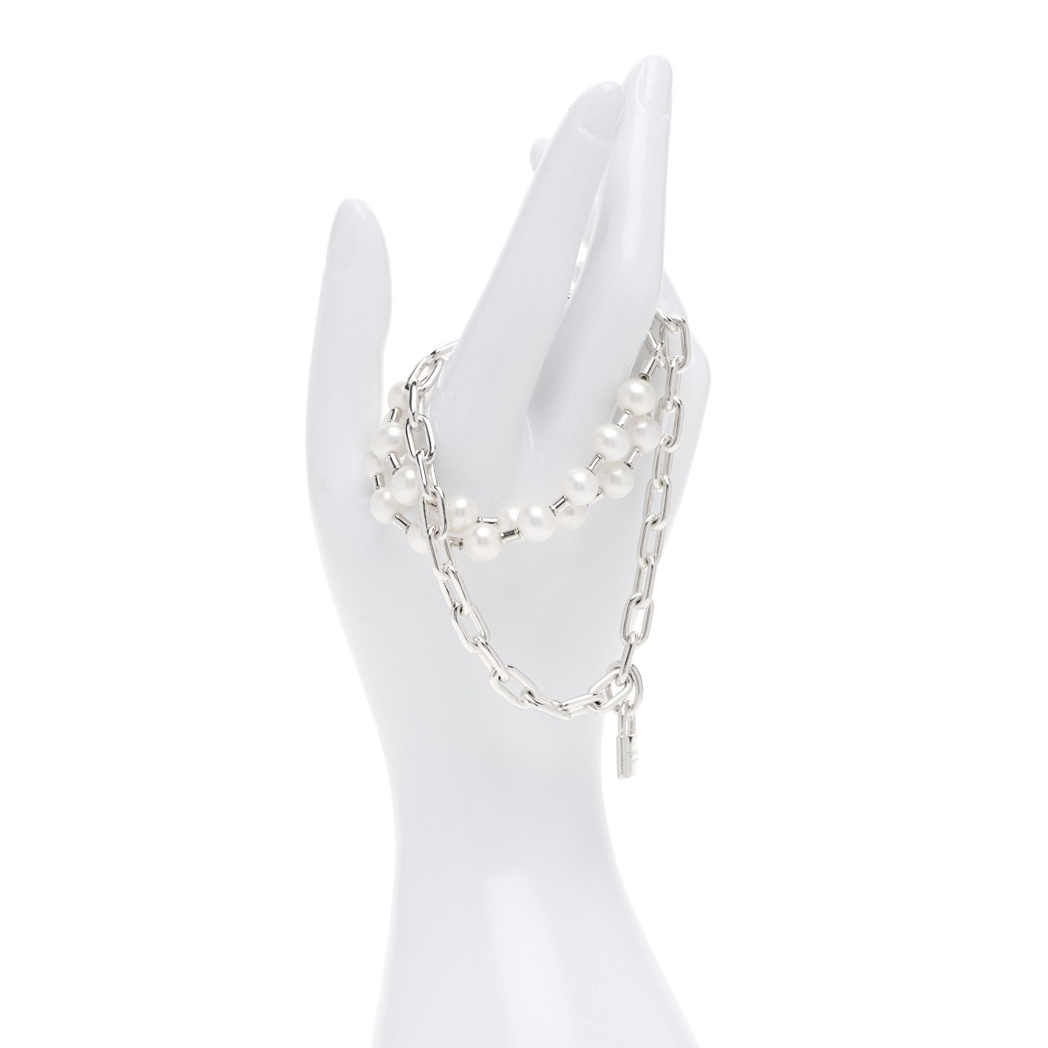 Tiffany Sterling Silver Freshwater Cultured Pearl HardWear Lock Bracelet 2 of 7