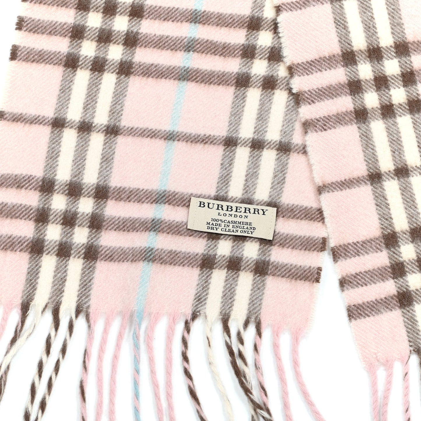 Cashmere Vintage Check Fringe Scarf Pink