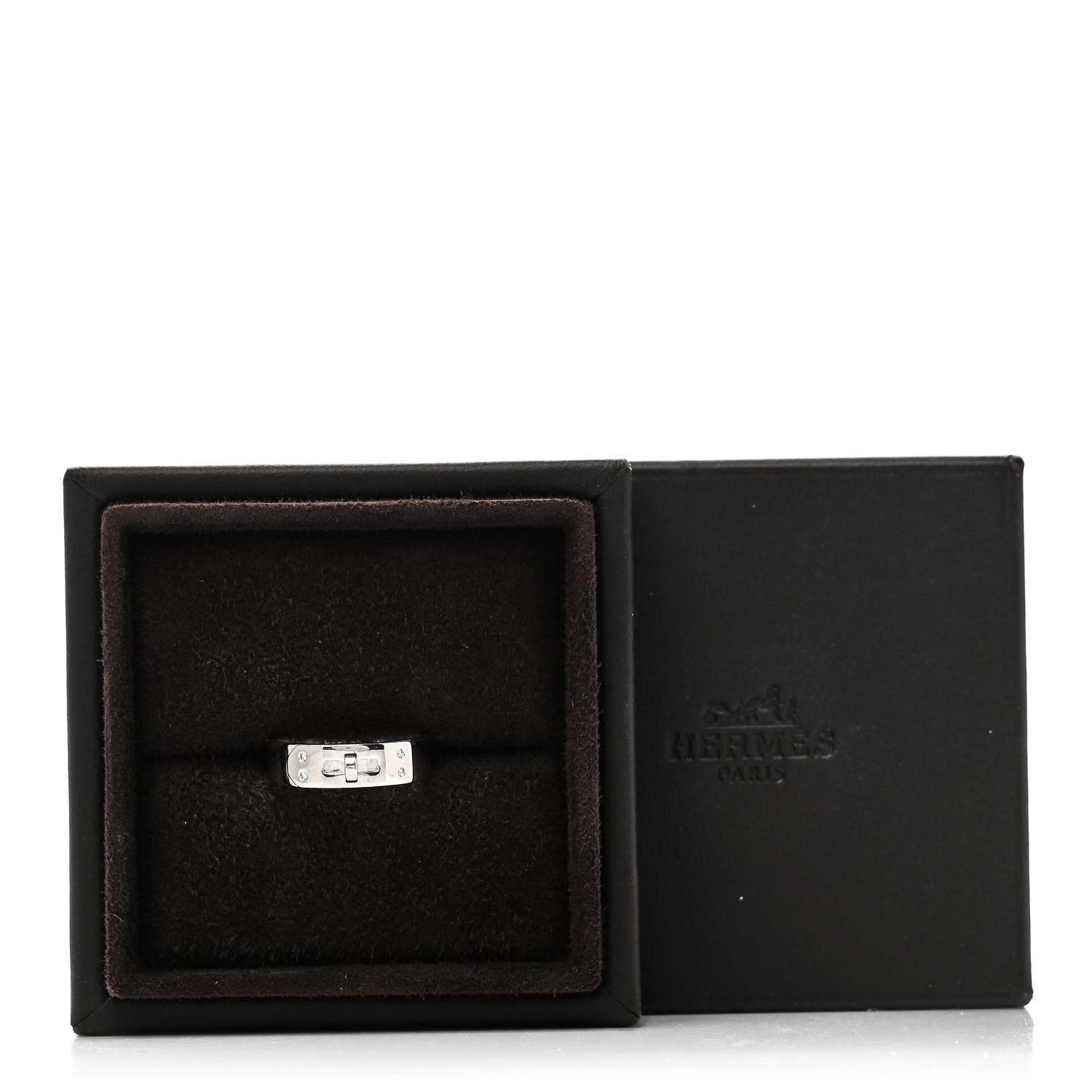 Hermes 18K White Gold Diamond PM Kelly Ring 53 6.5 5 of 5